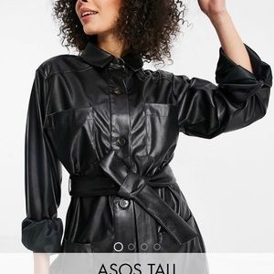 Faux leather shacket